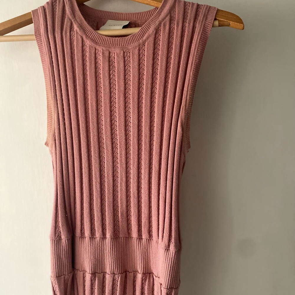 Varley Pink Sleeveless Ribbed Knit MIDI Dress Size Medium